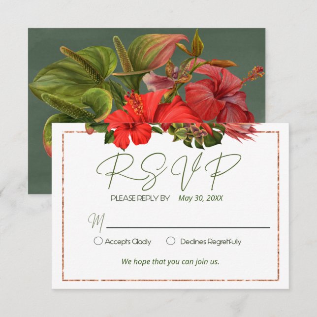 Tropical Breeze Lush Botanical RSVP Invitation (Front/Back)