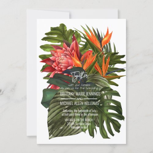 Tropical Breeze Lush Botanical Wedding Invitation