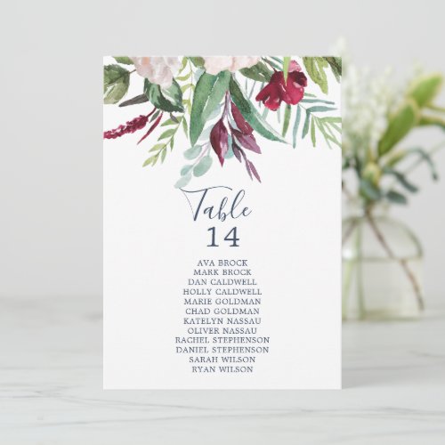 Tropical Breeze Table Number Seating Chart Cards