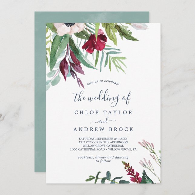 Tropical Breeze The Wedding Of Invitation (Front/Back)
