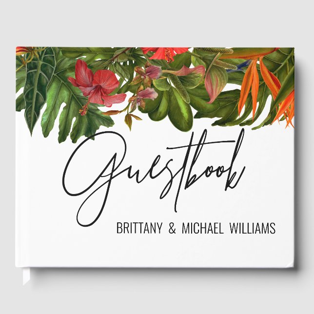 Tropical Breeze Wedding Memory Guestbook Monogram (Front)