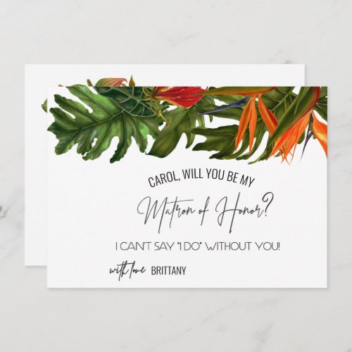 Tropical Breeze Will You Be Matron of Honor  Card
