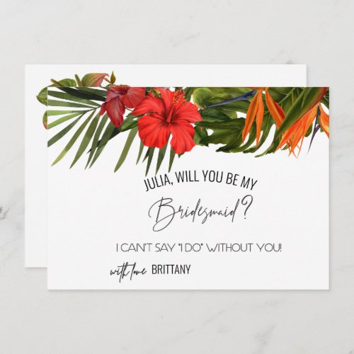 Tropical Breeze Will You Be My Bridesmaid Card