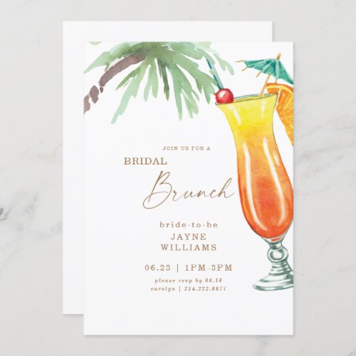 Tropical Bridal Brunch Colorful  Invitation