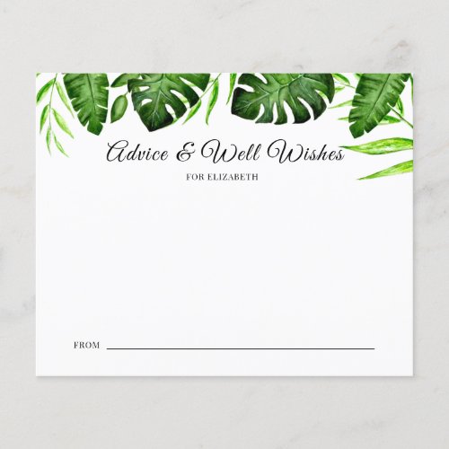 Tropical Bridal Shower Advice Well Wishes Wedding