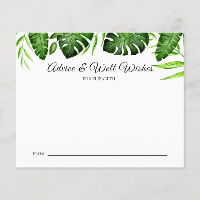 Tropical Bridal Shower Advice Well Wishes Wedding (Front)