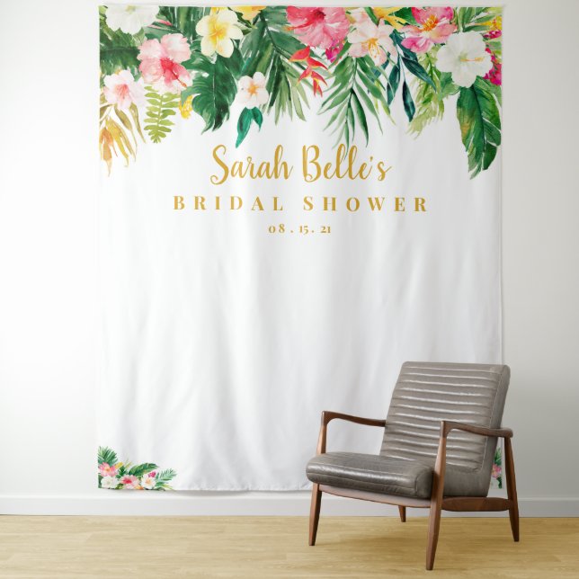 Tropical Bridal Shower Backdrop, Photobooth Prop (In Situ)