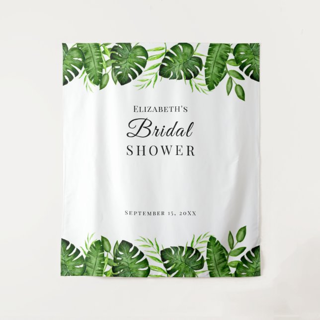 Tropical Bridal Shower Background Jungle Botanical Tapestry (Front)