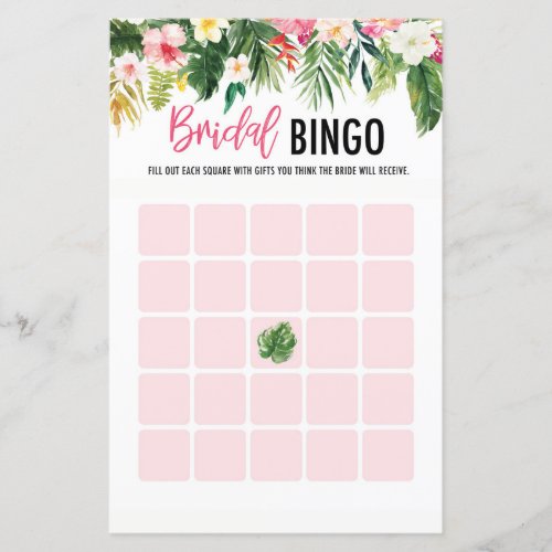Tropical Bridal Shower Bingo Game Cards