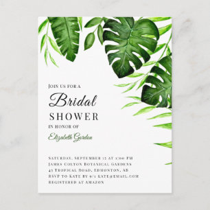 Tropical Bridal Shower Botanical Greenery Monstera Postcard