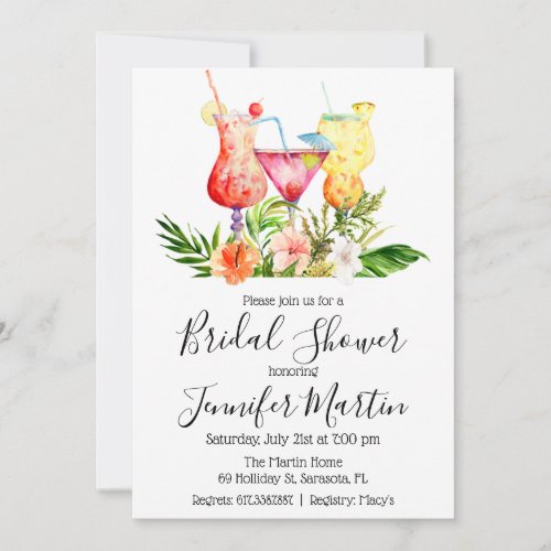 Tropical Bridal Shower Cocktail Drinks Invitation