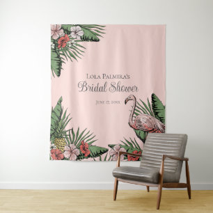 Tropical Bridal Shower Floral Flamingo Backdrop