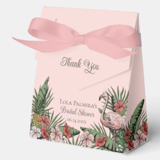 Tropical Bridal Shower Floral Pink Flamingo
