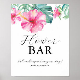 Tropical Bridal Shower Flower Bar Sign