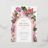 Tropical Bridal Shower Foil Invitation (Standing Front)