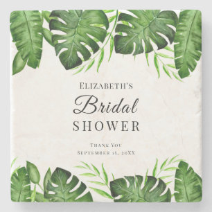 Tropical Bridal Shower Greenery Custom Favor Stone Coaster