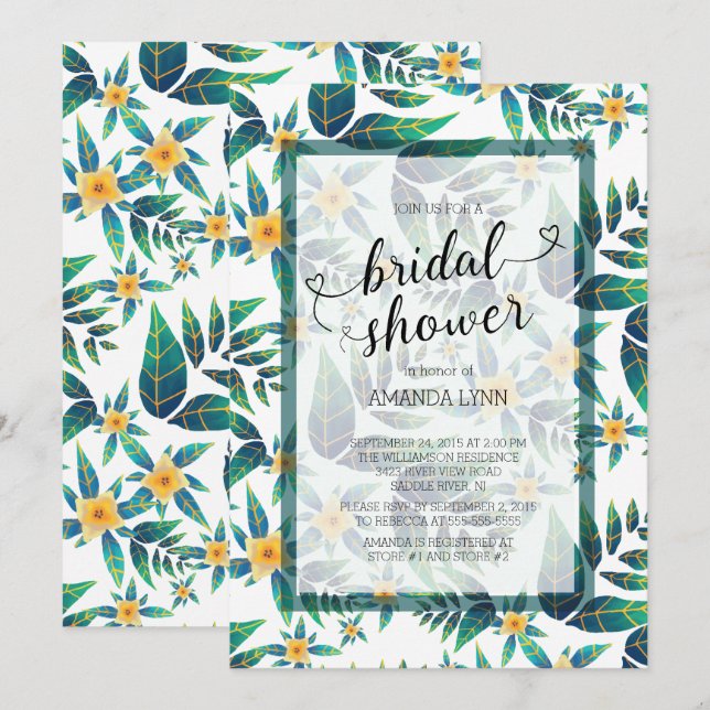 Tropical Bridal Shower Hibiscus Floral Invitation (Front/Back)