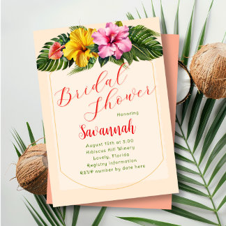 Tropical Bridal Shower Hibiscus Swag Invitation