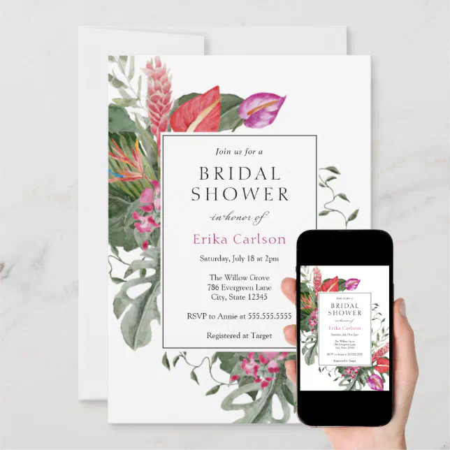 Tropical Bridal Shower Invitation Zazzle
