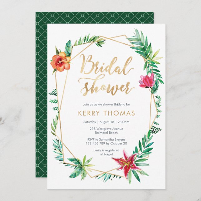 Tropical Bridal Shower Invitation (Front/Back)