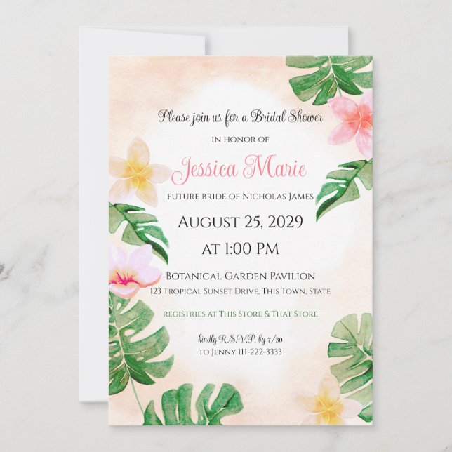 Tropical Bridal Shower Invitation (Front)