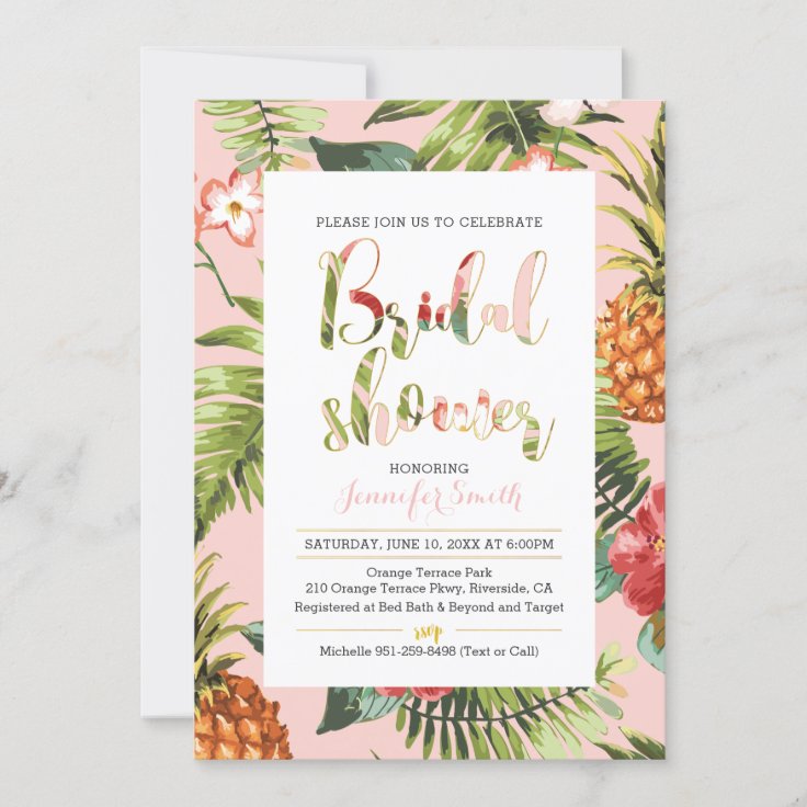 Tropical Bridal Shower Invitation Zazzle