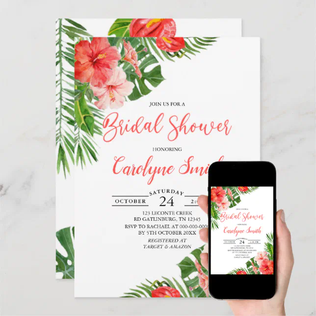 Tropical Bridal Shower Invitation Zazzle