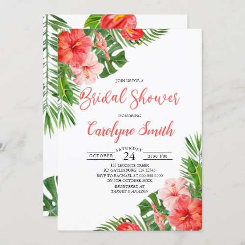 Tropical Bridal Shower Invitation