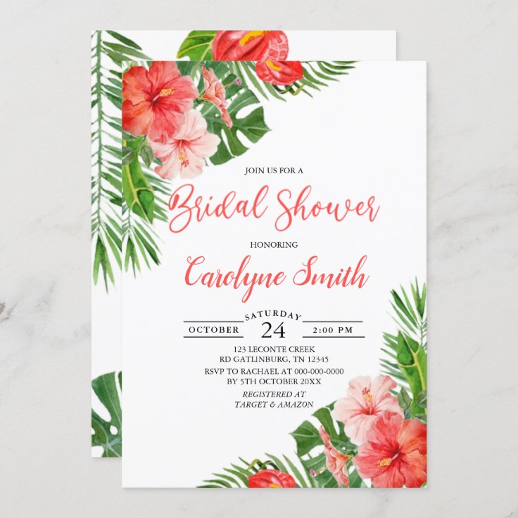 Tropical Bridal Shower Invitation Zazzle