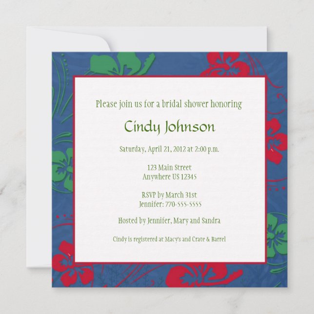 Tropical Bridal Shower Invitation - Custom Photo (Front)