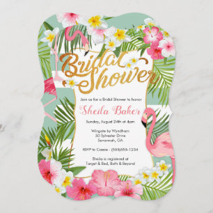 Tropical Bridal Shower Invitation - Flamingos