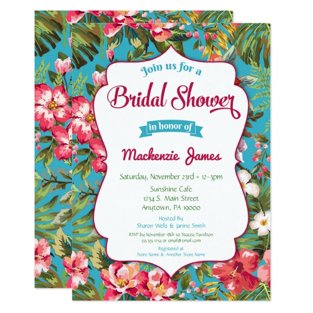 Tropical Bridal Shower Invitation Luau Floral