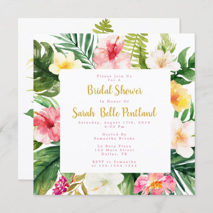 Tropical Bridal Shower Invitations, Personalized Invitation Zazzle