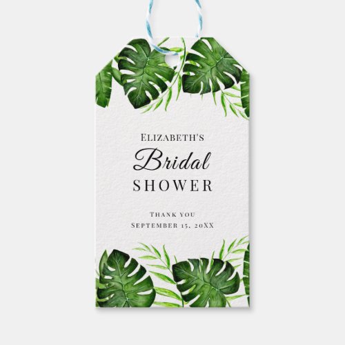 Tropical Bridal Shower Jungle Watercolor Greenery Gift Tags
