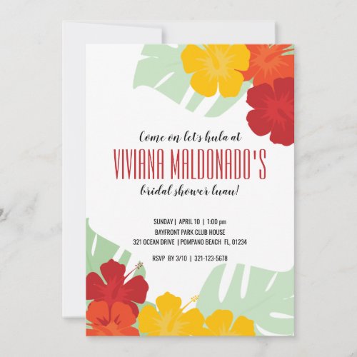 tropical BRIDAL SHOWER luau invitation 2