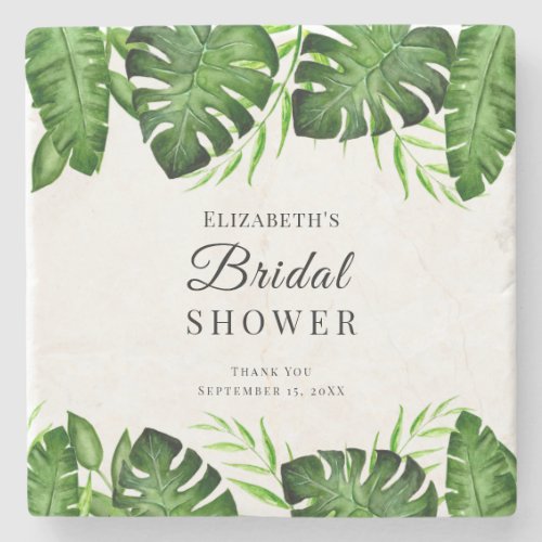 Tropical Bridal Shower Party Favor Custom Script Stone Coaster