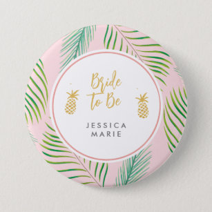 Tropical Bridal Shower Personalized Bride to Be  Button