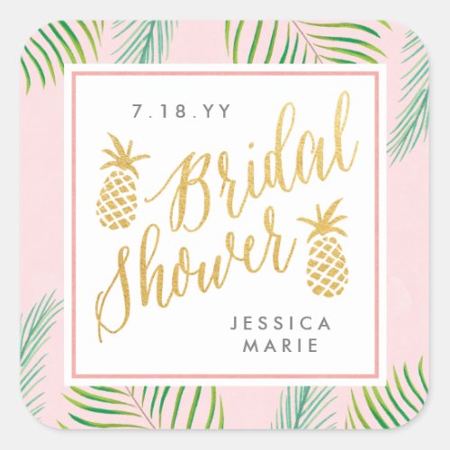 Tropical Bridal Shower Personalized Favor Stickers