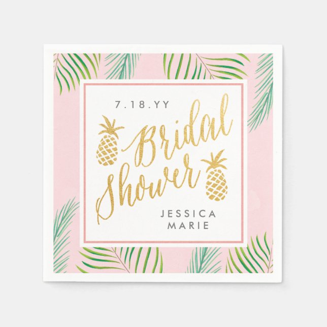 Tropical Bridal Shower Personalized Napkins (Front)