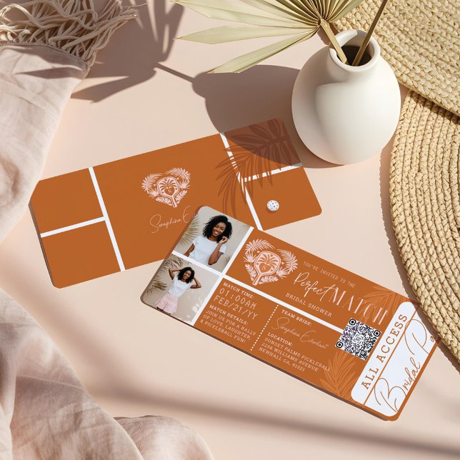 Tropical Bridal Shower Pickleball Party Ticket Invitation (Tropical Bridal Shower Pickleball Party Ticket Invitation)