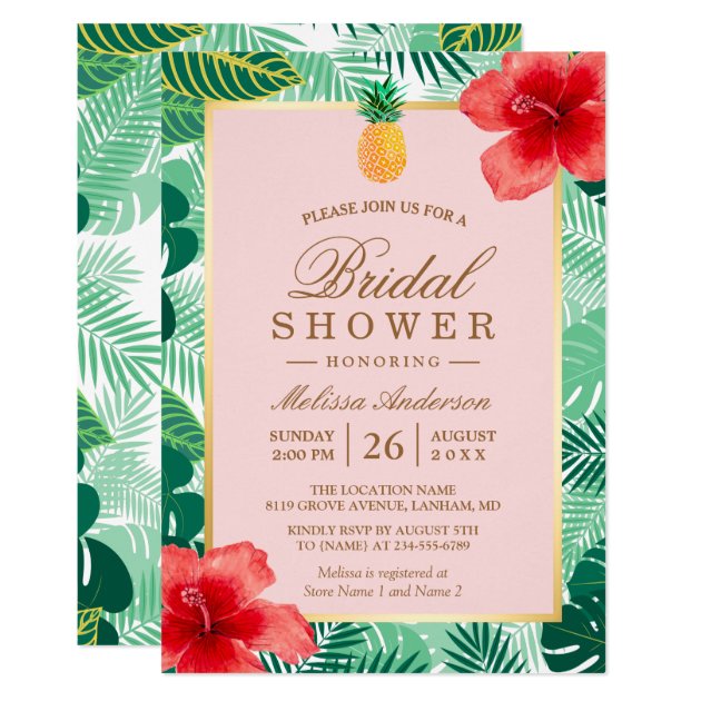 Tropical Bridal Shower | Pineapple Blush Pink Invitation