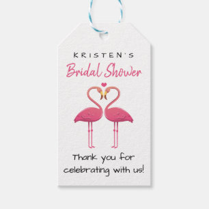 Tropical Bridal Shower Pink Flamingo Thank You Gift Tags