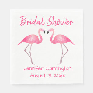 Tropical Bridal Shower Pink Flamingos Summer Beach Napkins