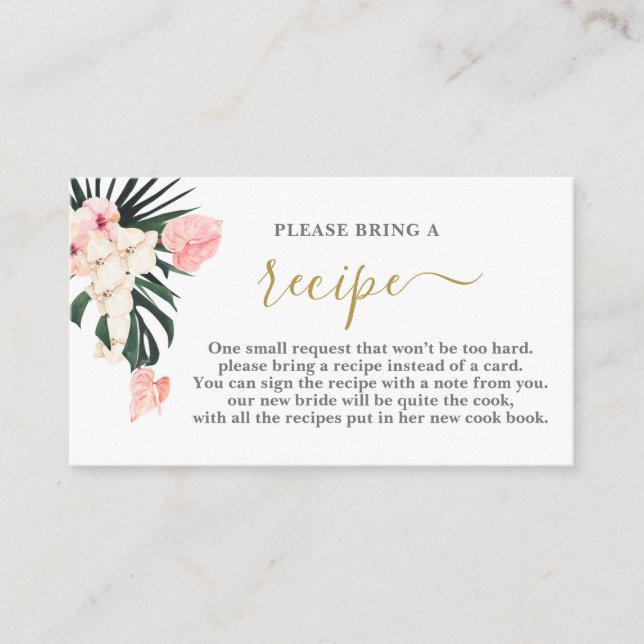Tropical Bridal Shower Recipe Card (Front)