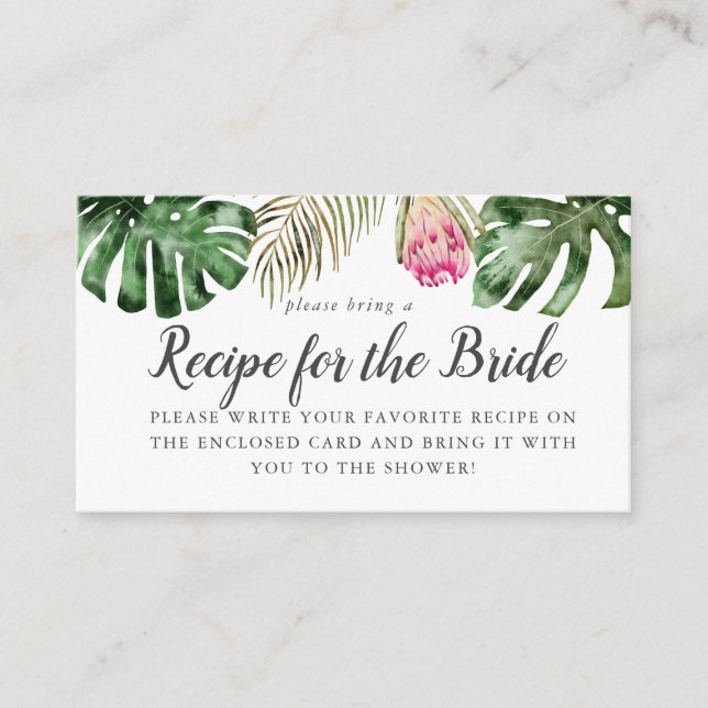 Tropical Bridal Shower Recipe Request Card (Front)