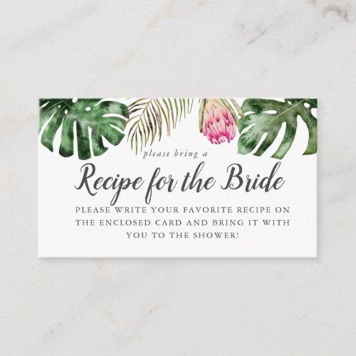 Tropical Bridal Shower Recipe Request Card