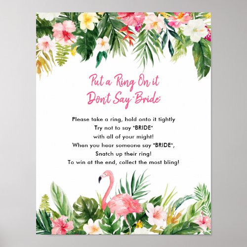 Tropical Bridal Shower Ring Game Cards Poster