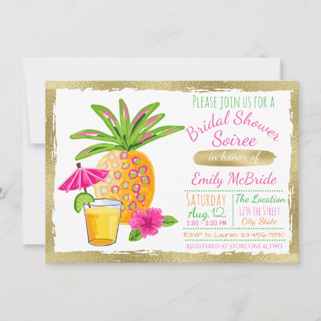 Tropical Bridal Shower Soiree Invitation (Front)