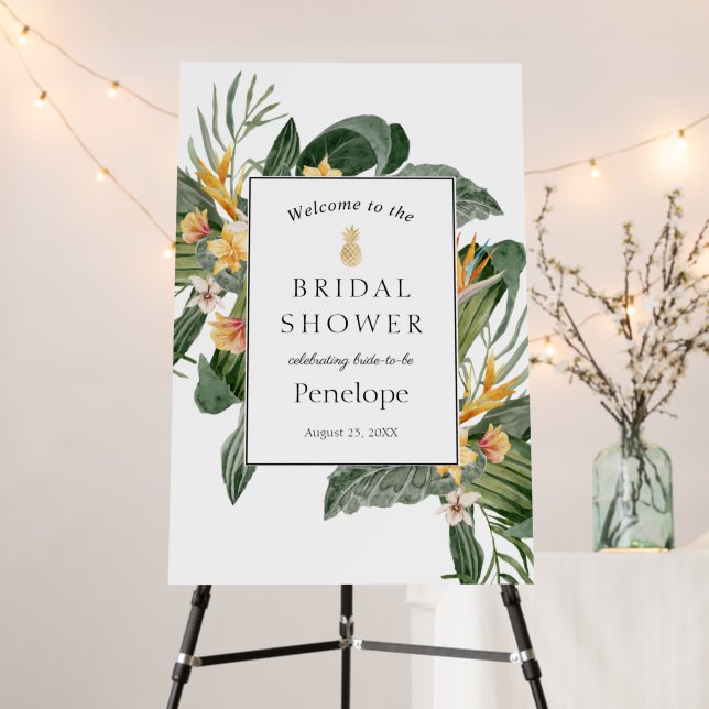 Tropical Bridal Shower Welcome Sign (In Situ (Stand))
