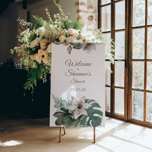 Tropical Bridal Shower Welcome Sign Jungle Green